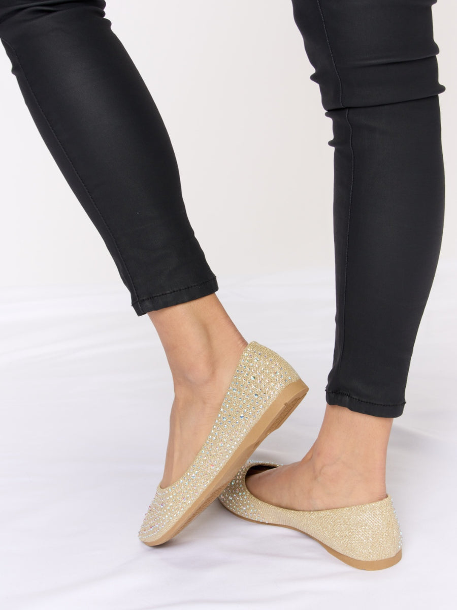 Forever Link Rhinestone Point Toe Flat Slip-Ons - Opulent Empire