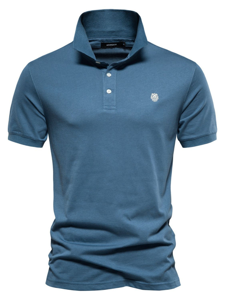 Men's Embroidered Collared Short Sleeve Polo - Opulent Empire