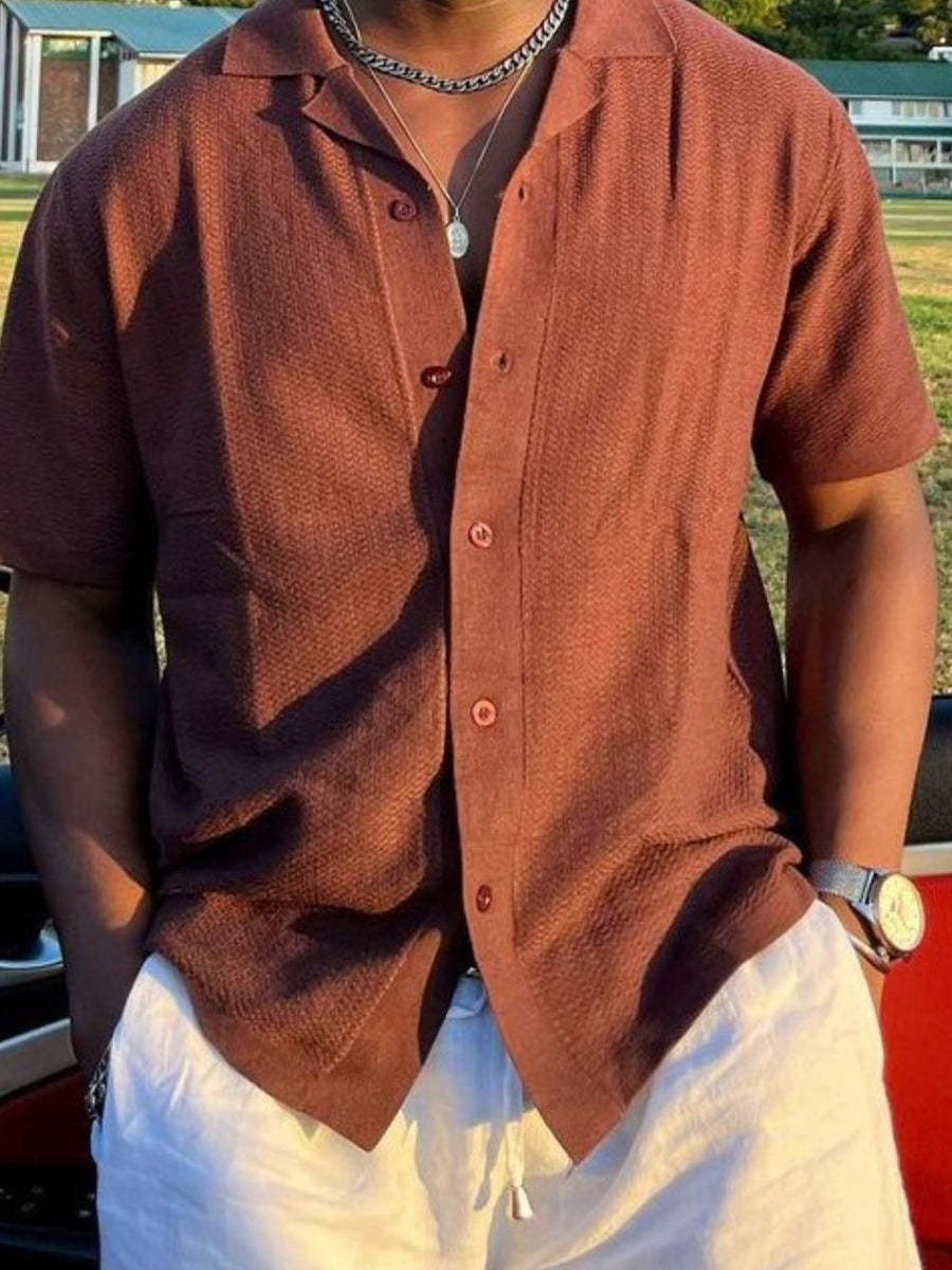 Men's Plus Size Button Down Short Sleeve Shirt - Opulent Empire