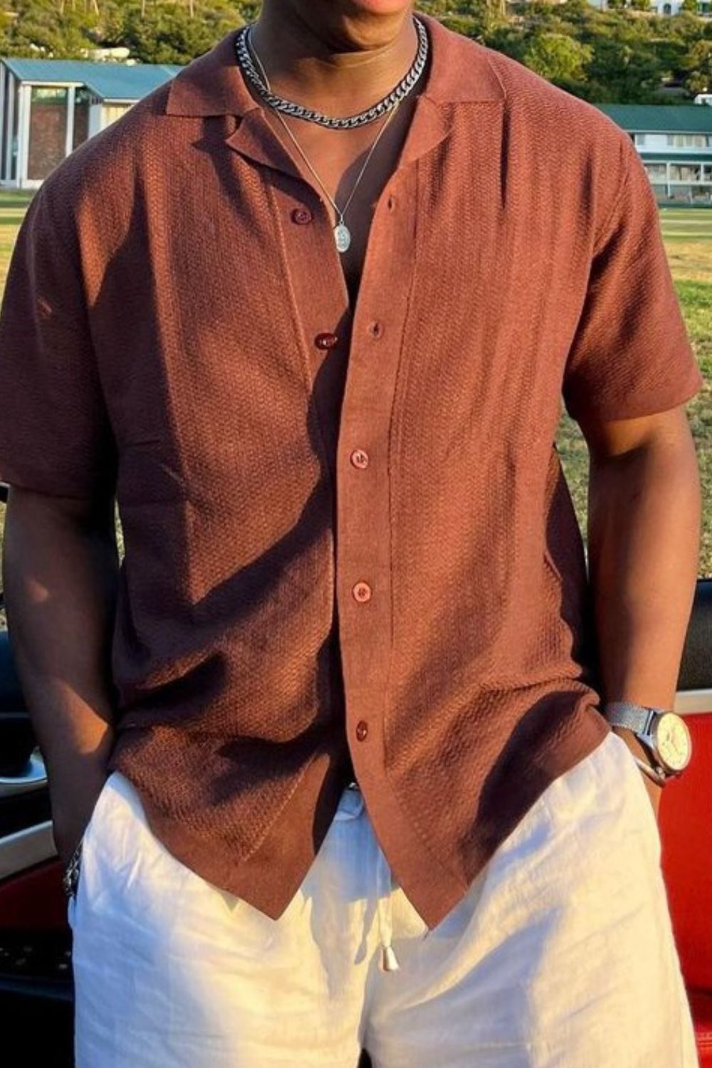 Orlando — Men's Plus Size Button Down Short Sleeve Shirt, alternate view 5