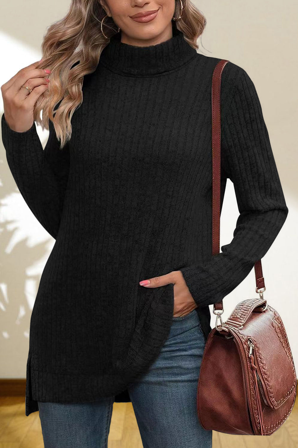 Ciel Rousseau — Turtleneck High Low Top, alternate view 5