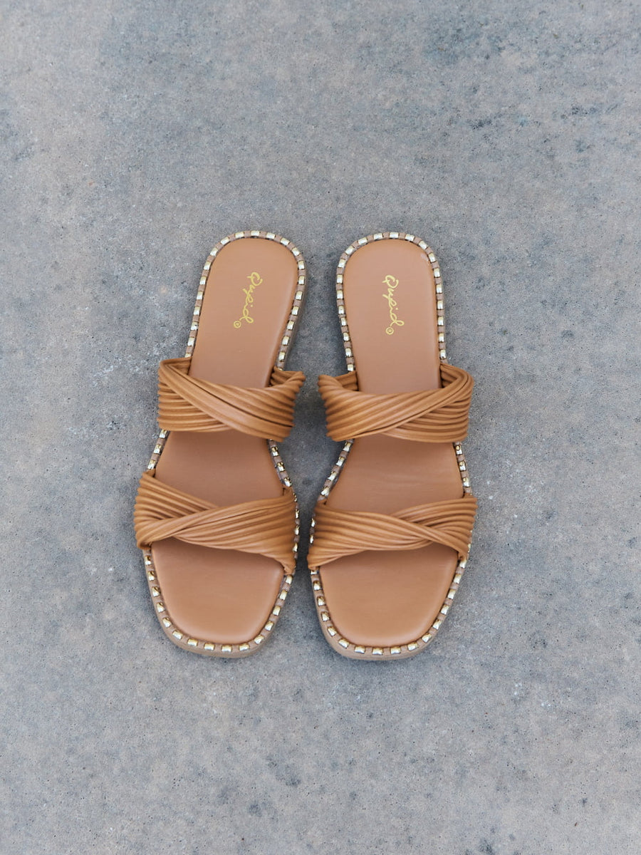 Qupid Summertime Fine Double Strap Twist Sandals - Opulent Empire