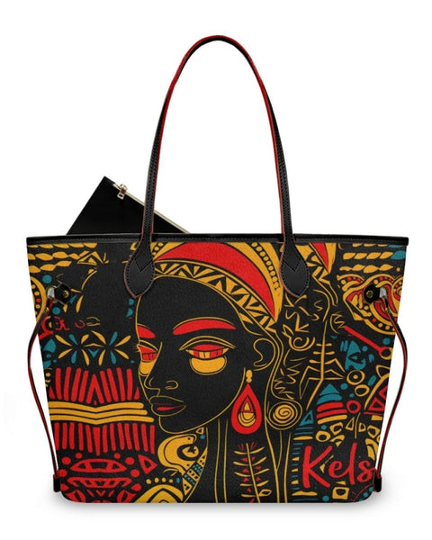 2024 New Design African Girls African Culture Design Custom Large Capacity Mother Bag Baby Diaper Bag Tote Bag