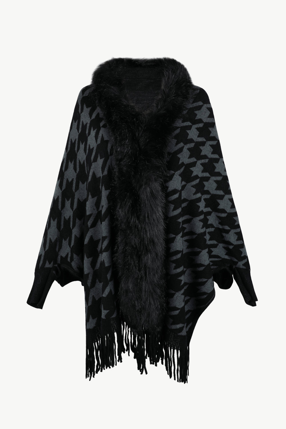 Jules Versailles — Houndstooth Fringe Hem Poncho, alternate view 15
