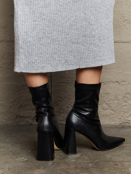 Weeboo Stacy Block Heel Sock Boots - Opulent Empire