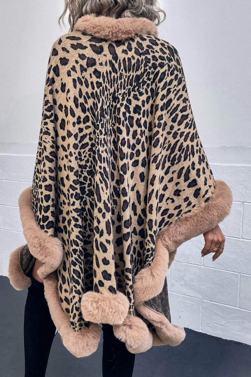 Sage Versailles — Leopard Open Front Poncho, alternate view 2