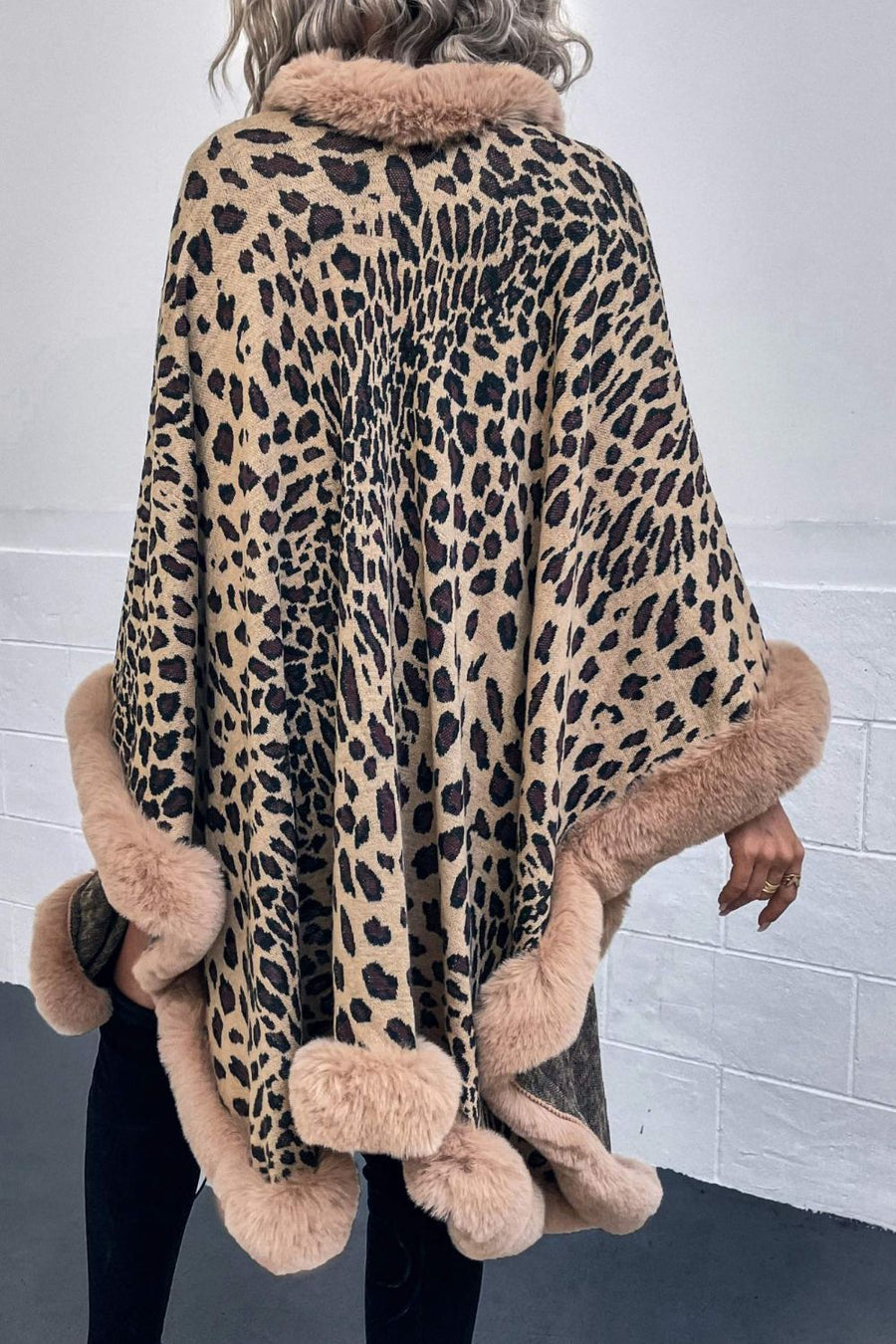 Sage Versailles — Leopard Open Front Poncho, alternate view 2