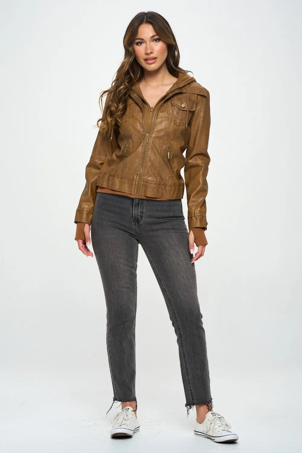 Fable Saint-Clair — Coalition LA Double Zip Hooded Long Sleeve Jacket, alternate view 3