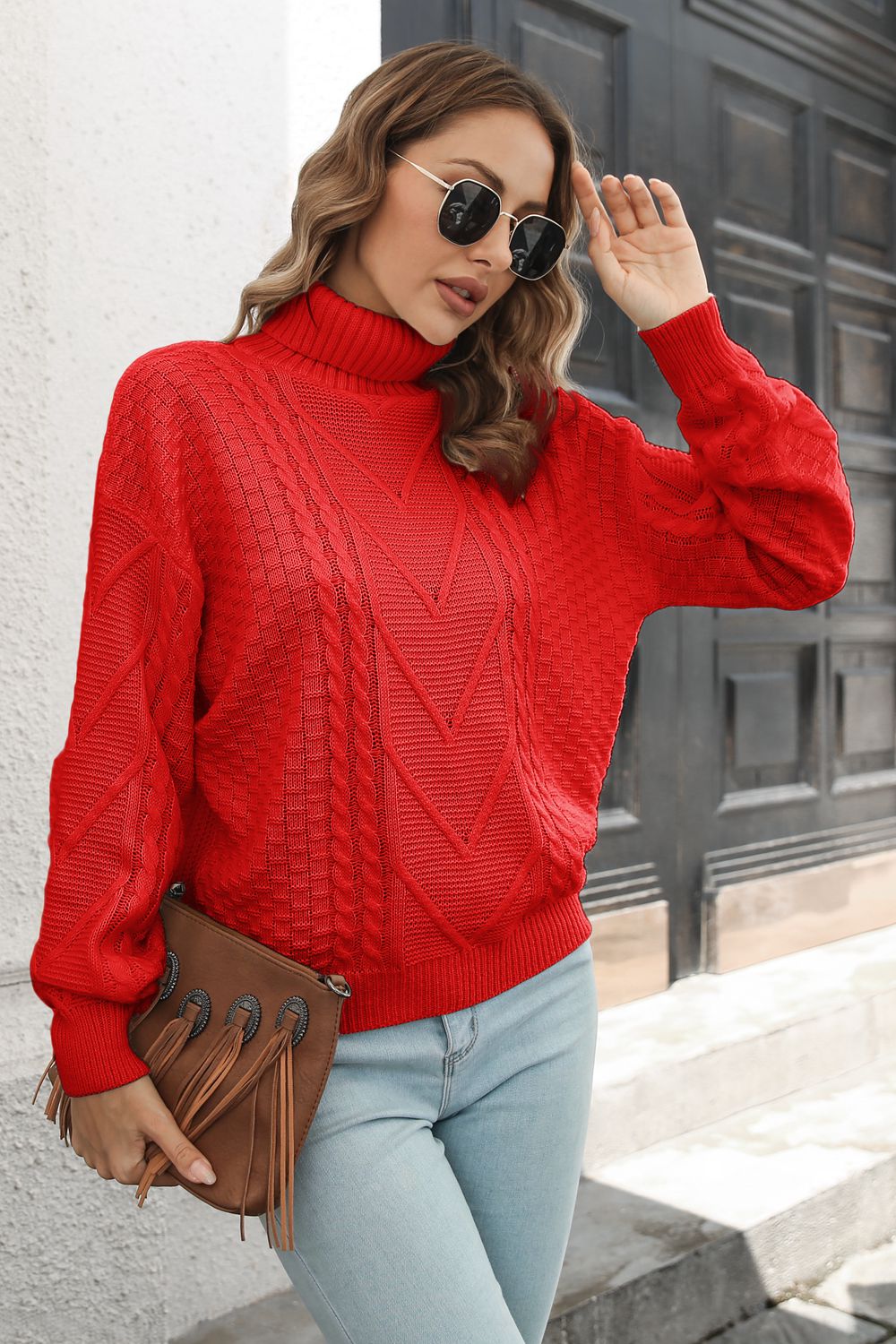 Darcy Moreau — Cable-Knit Turtleneck Sweater, alternate view 3