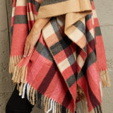 e.Luna Plaid Shawl Poncho Cardigan - Opulent Empiree.Luna Plaid Shawl Poncho CardiganOpulent EmpireClothing