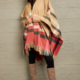 e.Luna Plaid Shawl Poncho Cardigan - Opulent Empiree.Luna Plaid Shawl Poncho CardiganOpulent EmpireClothing