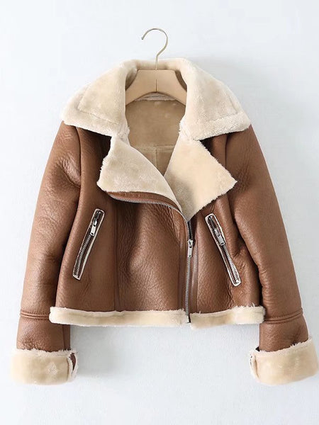 European And American Urban Leisure Lapel Fur Integrated Short Coat - Opulent EmpireEuropean And American Urban Leisure Lapel Fur Integrated Short CoatOpulent EmpireLadies Coats and Jackets