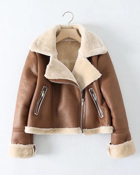 European And American Urban Leisure Lapel Fur Integrated Short Coat - Opulent EmpireEuropean And American Urban Leisure Lapel Fur Integrated Short CoatOpulent EmpireLadies Coats and Jackets