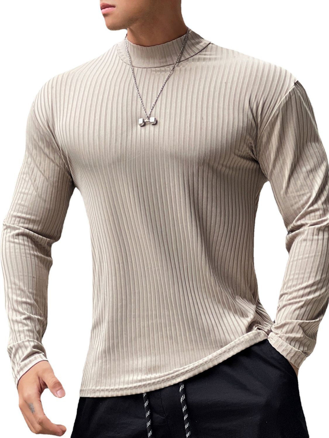 Alessandro — Men's Mock Neck Long Sleeve T-Shirt, alternate view 7