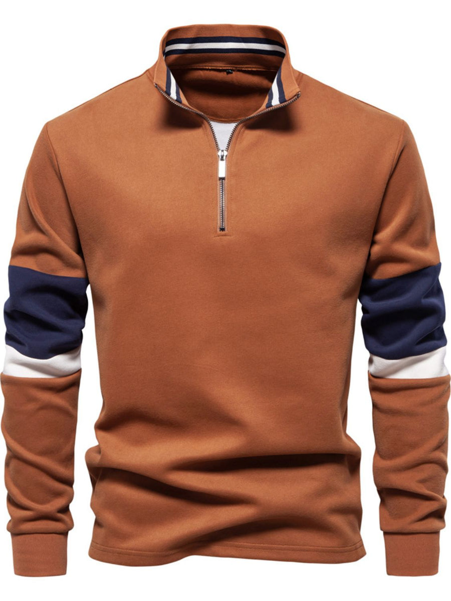 Men's Color Block Long Sleeve Polo - Opulent Empire