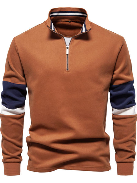 Men's Color Block Long Sleeve Polo - Opulent Empire