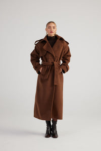 Nora — Brown Cashmere Blend Maxi Coat, alternate view 4