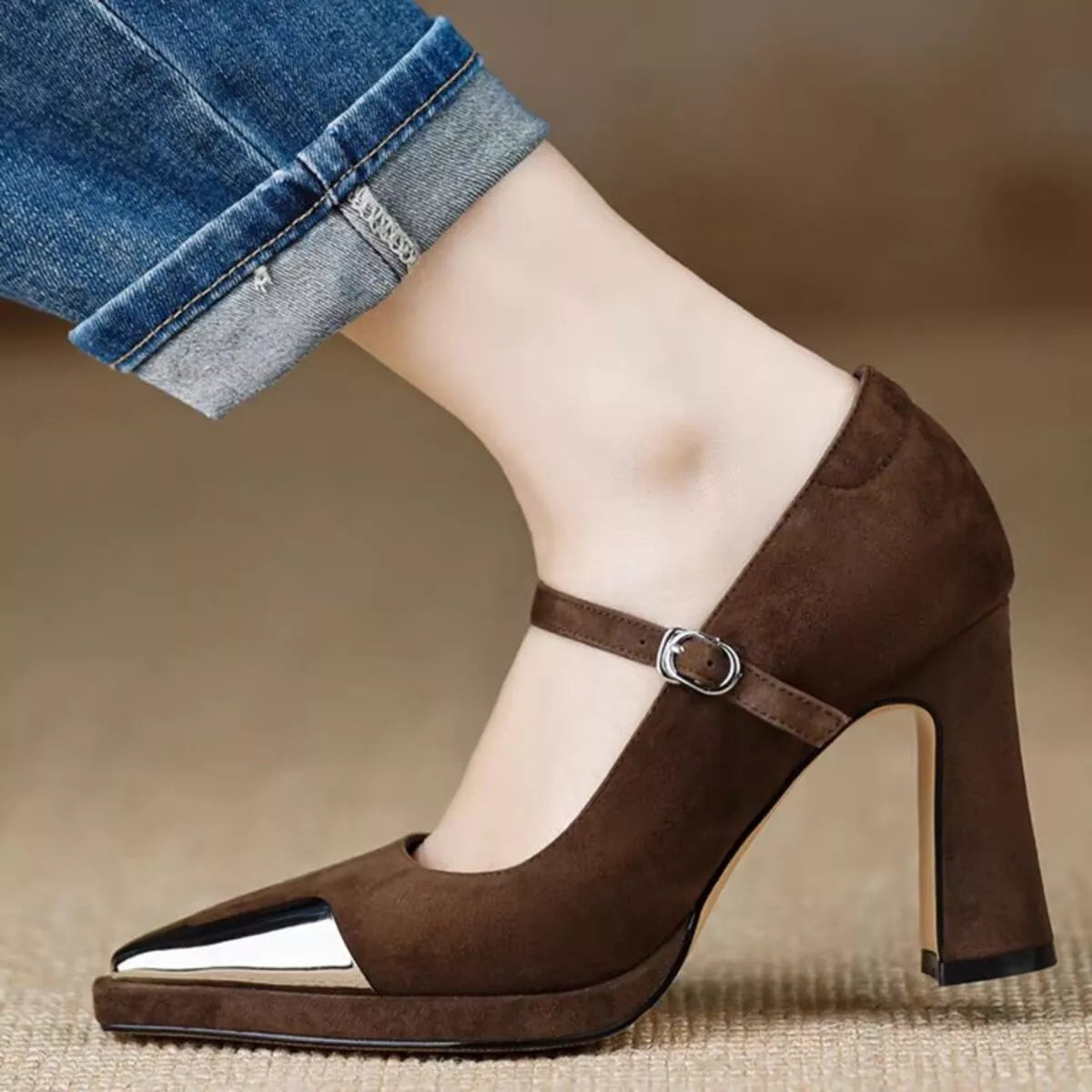Fable Fiorenza — Point Toe Block Heels Pumps Fashion Footwear, alternate view 9