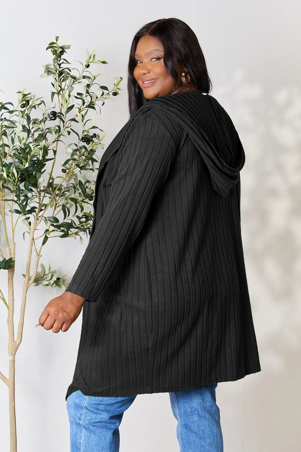 Paris Valmont — Basic Bae Full Size Hooded Sweater Cardigan, alternate view 6