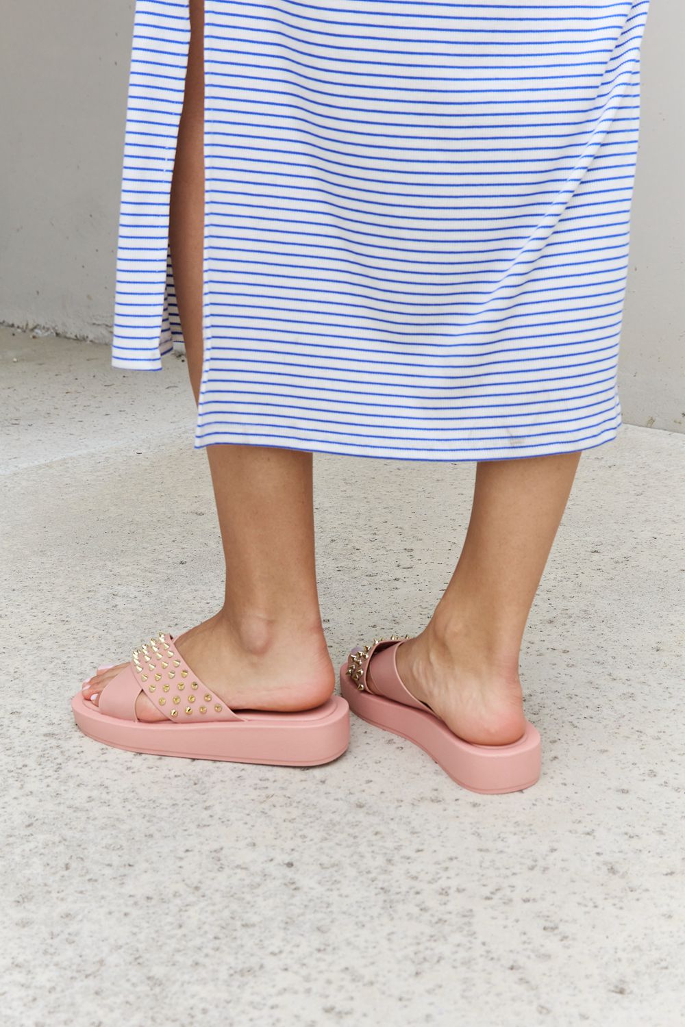 Indigo Beaumont — Forever Link Studded Cross Strap Sandals in Blush Blush Fashion Footwear, alternate view 5