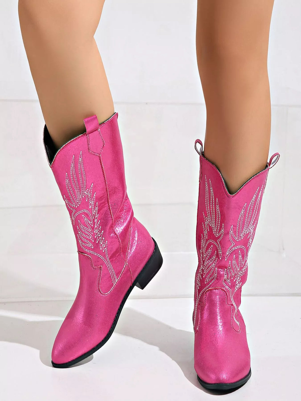 Sasha Venturi — Embroidered Block Heels Boots Fashion Footwear, alternate view 3