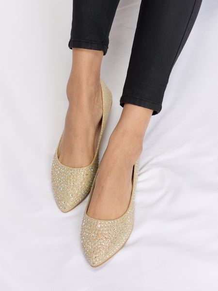 Forever Link Rhinestone Point Toe Flat Slip-Ons - Opulent Empire