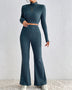 Honey Ribbed Mock Neck Cropped Sweater & High Waist Pants Set