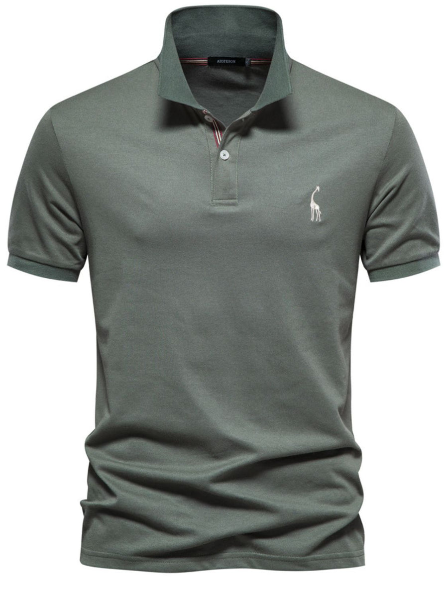 Men's Giraffe Embroidered Short Sleeve Polo - Opulent Empire