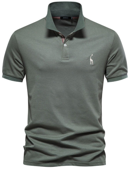 Men's Giraffe Embroidered Short Sleeve Polo - Opulent Empire