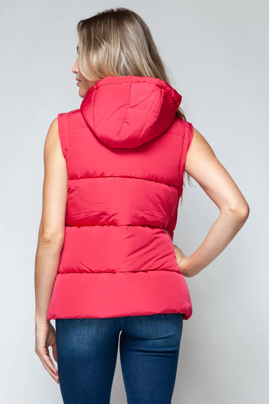 Reese Rosetti — Snobbish Snap and Zip Closure Hooded Vest Magenta Coat or Jacket, alternate view 2