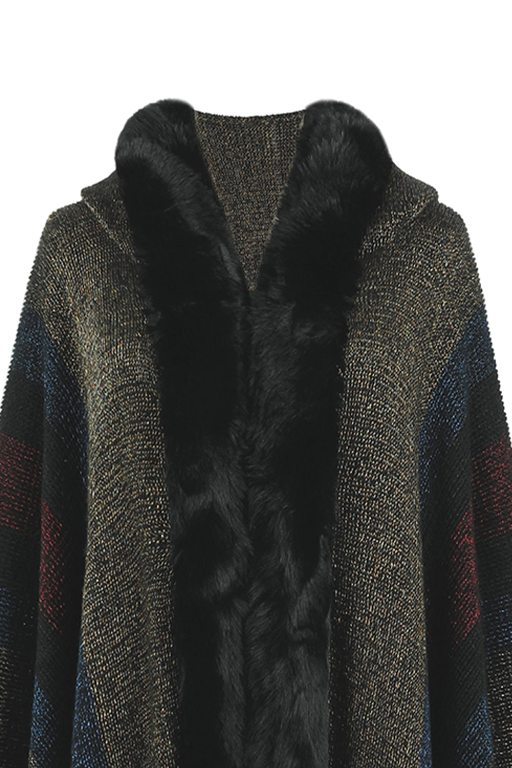Fable Versailles — Color Block Fringe Detail Poncho, alternate view 8