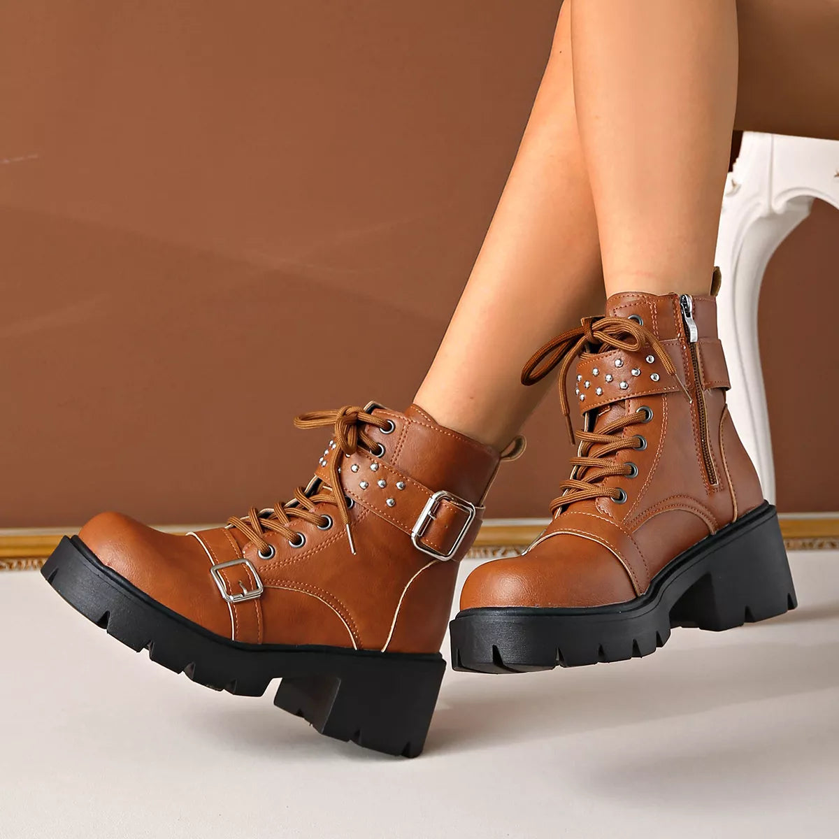 Ellis Marino — Round Toe Block Heels Boots Fashion Footwear, alternate view 11