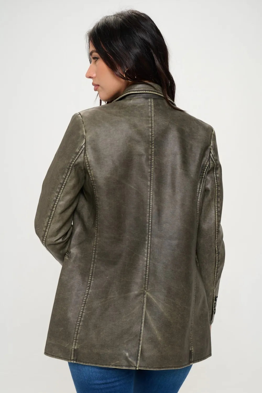 Gray Saint-Clair — Coalition LA Single-Breasted Vegan Leather Blazer, alternate view 5