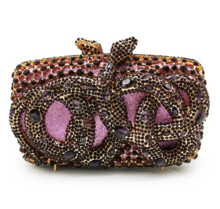 Python Diamond-studded Dinner Bag Magnetic Clasp Chain Clutch