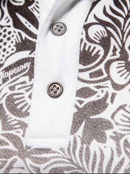 Men's Printed Collared Neck Short Sleeve Polo - Opulent Empire