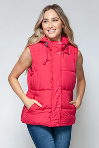 Reese Rosetti — Snobbish Snap and Zip Closure Hooded Vest Magenta Coat or Jacket
