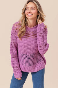 Ivory Rivière — BiBi Openwork Long Sleeve Knit Top