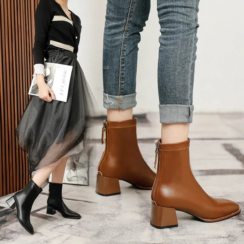 Darcy Sorrento — Round Toe Block Heels Boots Fashion Footwear, alternate view 13