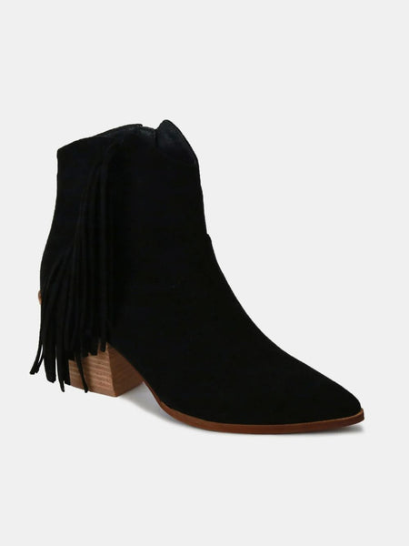 Beast Fashion Suede Fringe Point Toe Ankle Boots - Opulent Empire
