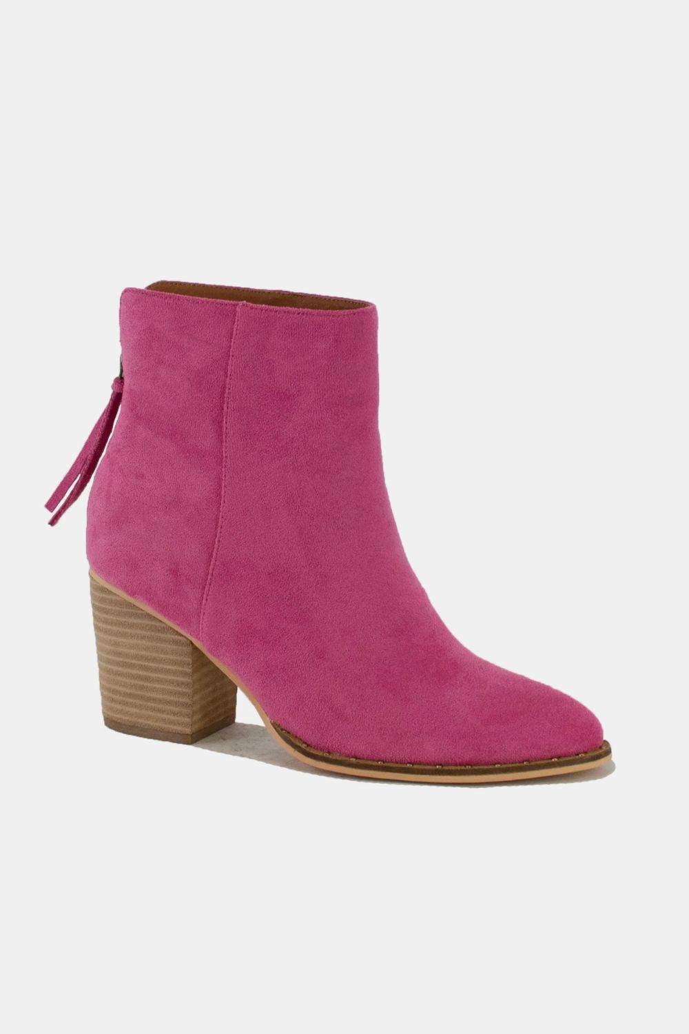 Vale Montclair — Beast Fashion Suede Point Toe Ankle Booties Cerise Fashion Footwear, alternate view 2