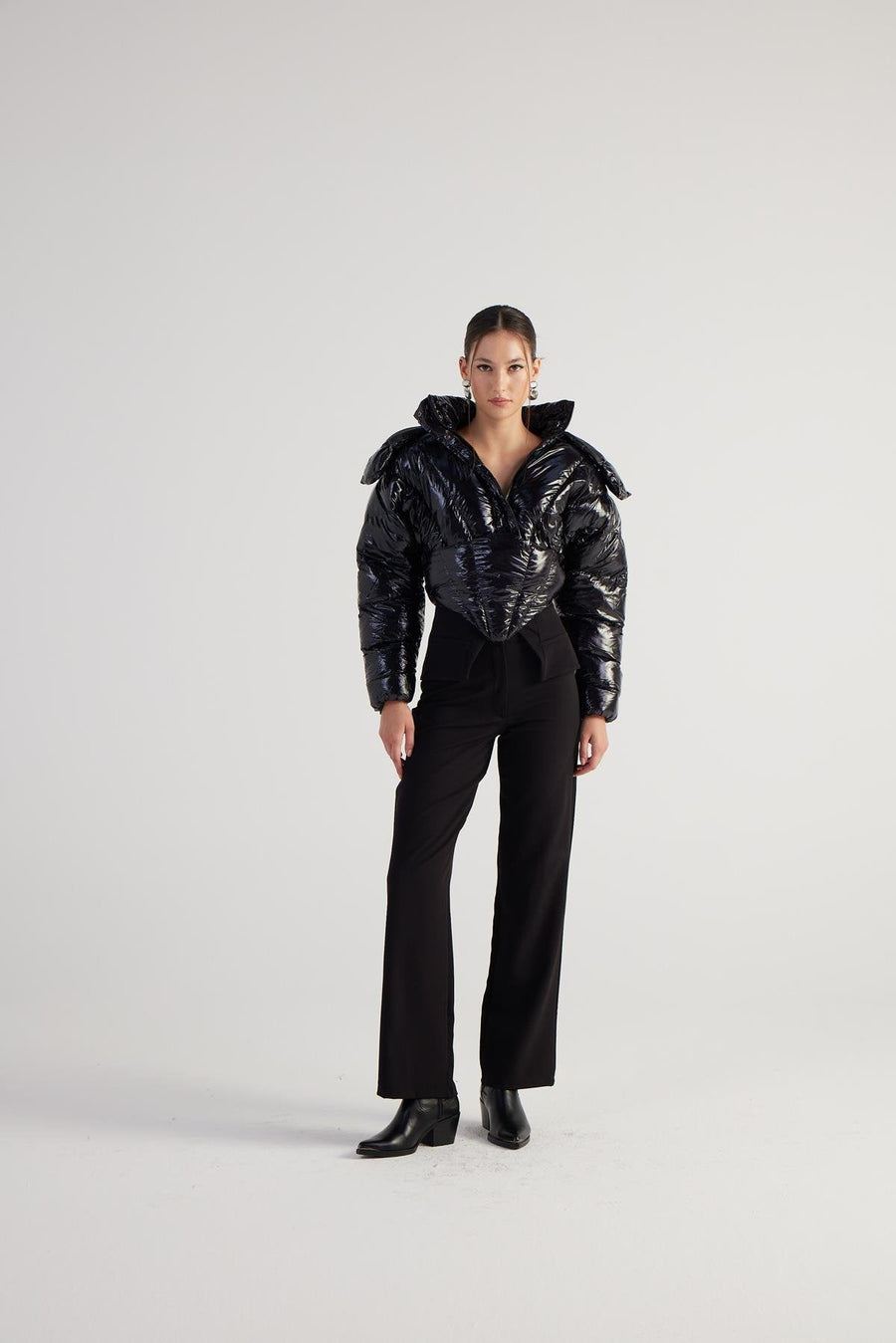 Aida — Black Puffer Hooded Jacket