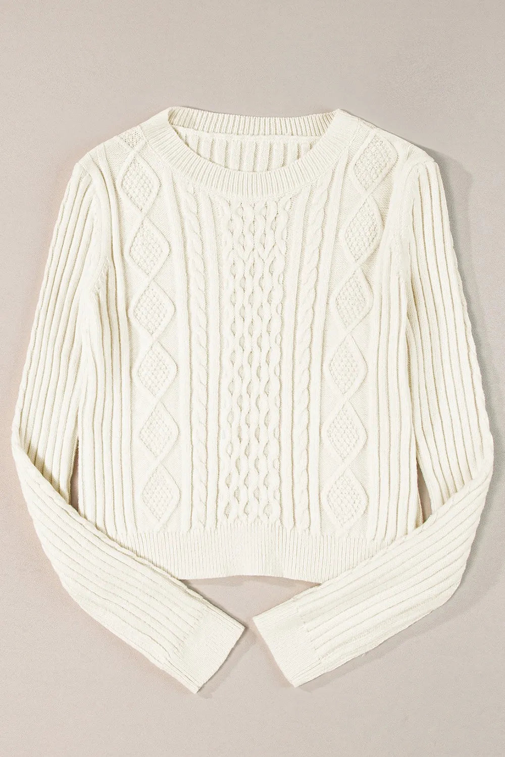 Dove Bellamy — Cable-Knit Round Neck Long Sleeve Sweater, alternate view 6