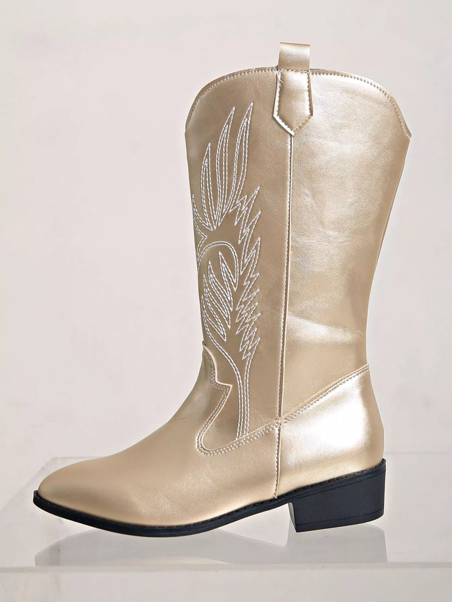 Sasha Venturi — Embroidered Block Heels Boots Fashion Footwear