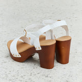 DDK Time After Time Wooden Platform Strap Heels - Opulent Empire