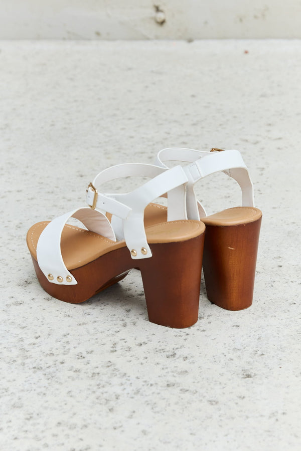 DDK Time After Time Wooden Platform Strap Heels - Opulent Empire