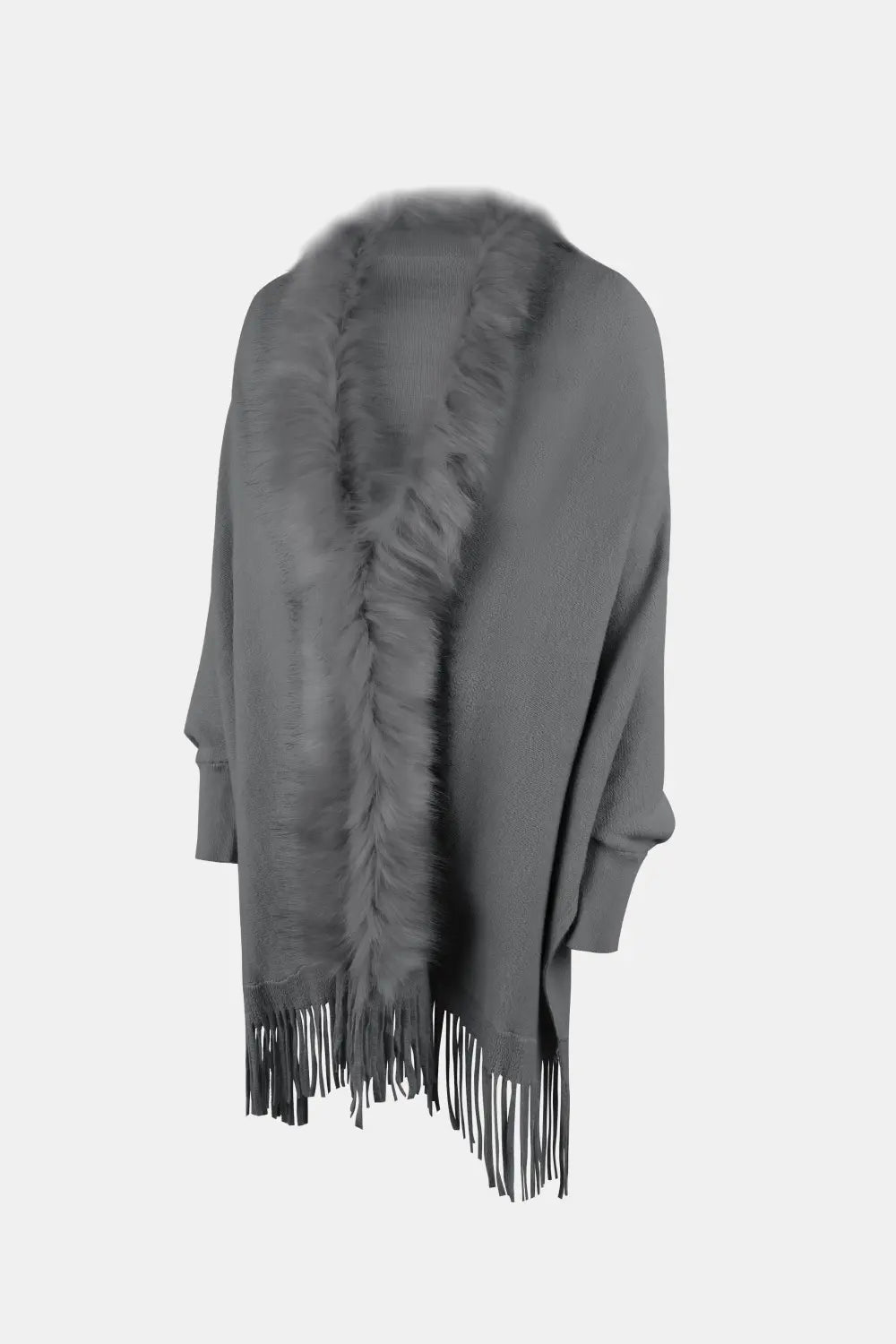Blaise Versailles — Fringe Open Front Long Sleeve Poncho, alternate view 15