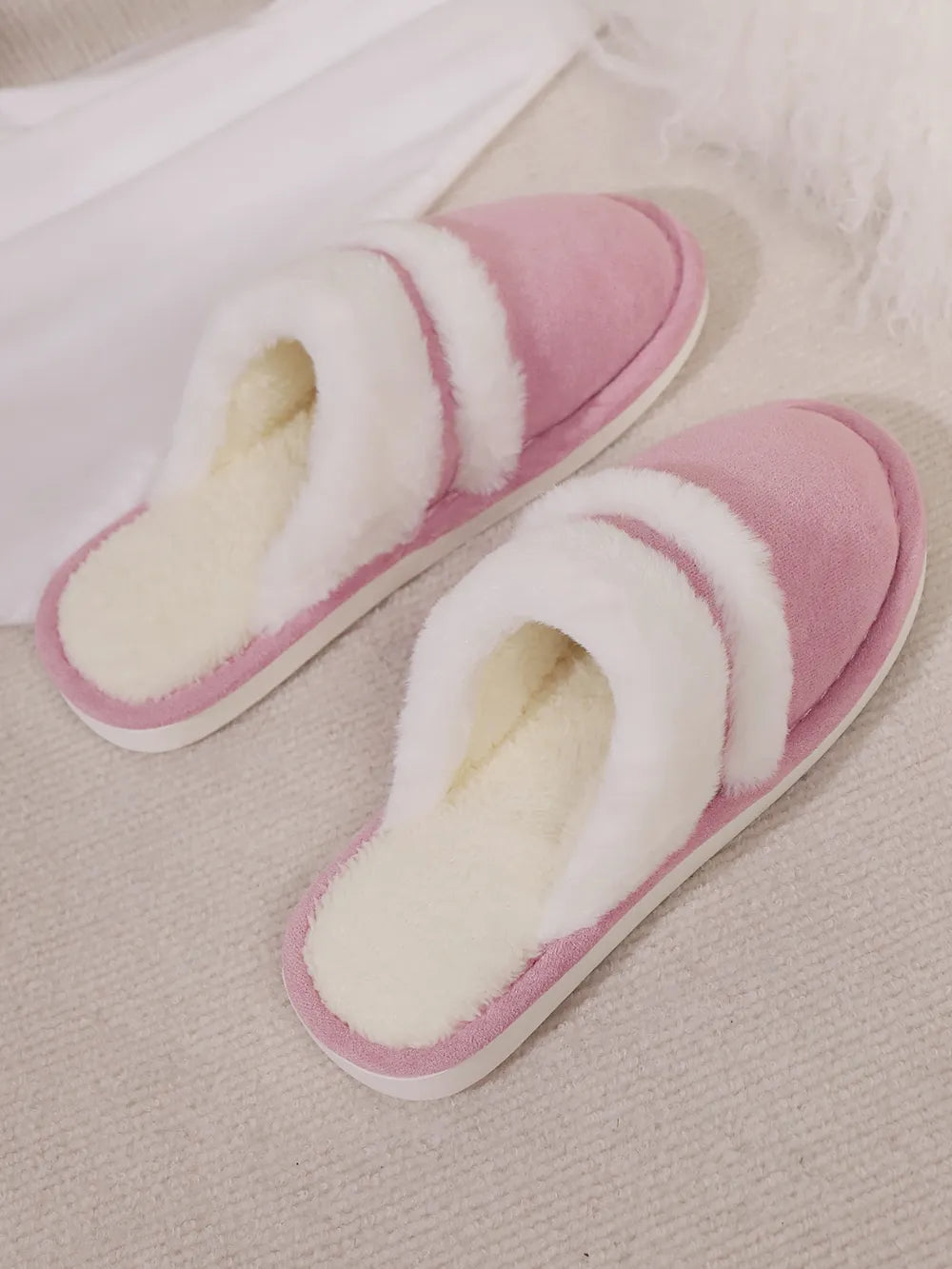 Jules Allegra — Contrast Faux Fur Round Toe Slippers Fashion Footwear, alternate view 29