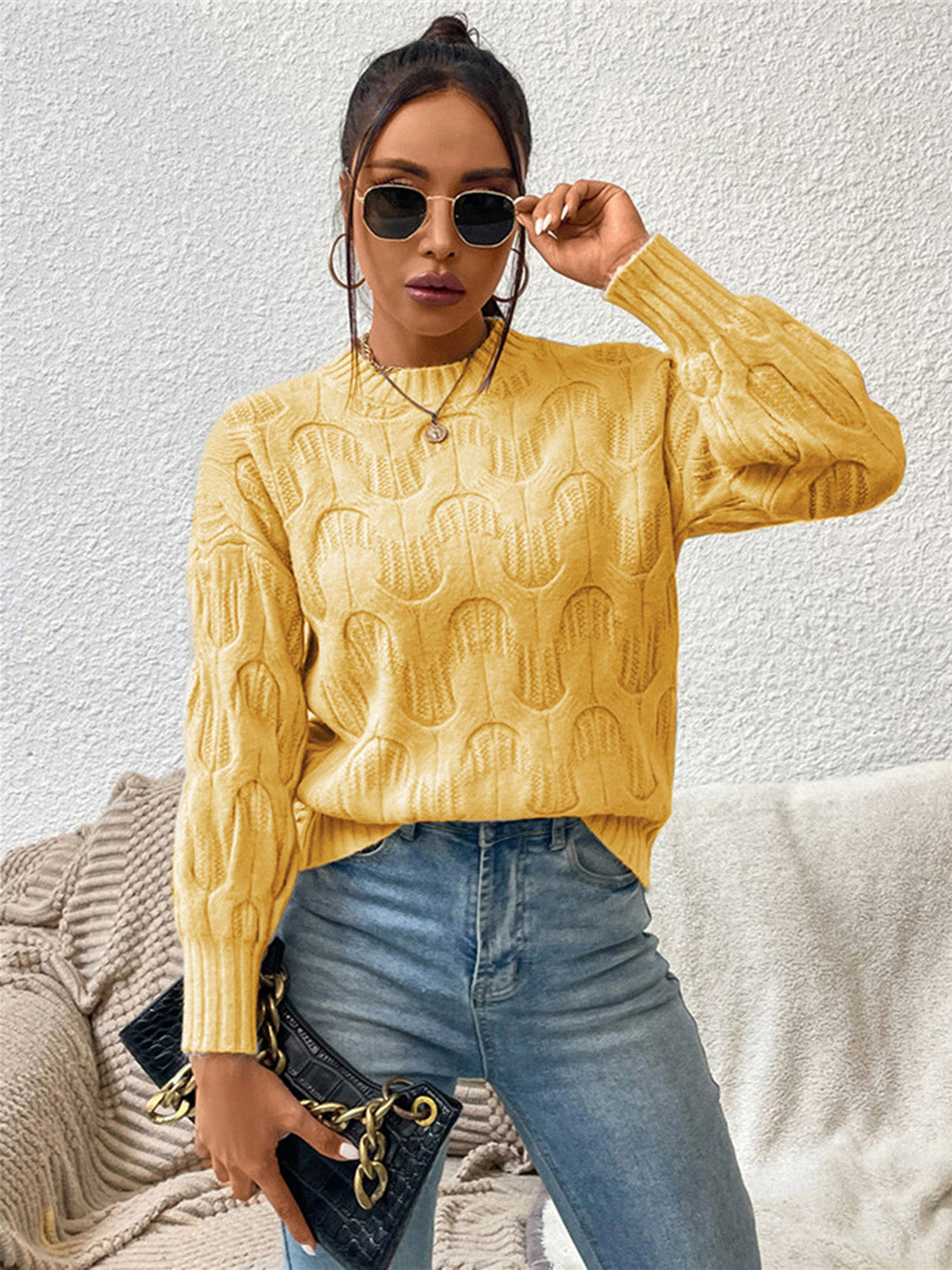 Monroe Delacroix — Round Neck Long Sleeve Sweater, alternate view 17