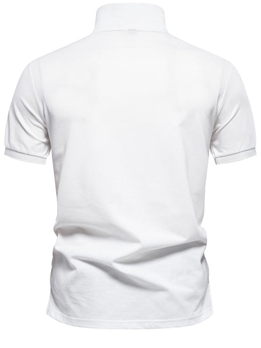 Men's Printed Collared Neck Short Sleeve Polo - Opulent Empire
