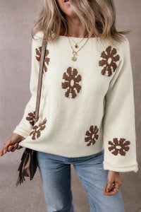 Ciel Moreau — Flower Round Neck Long Sleeve Sweater